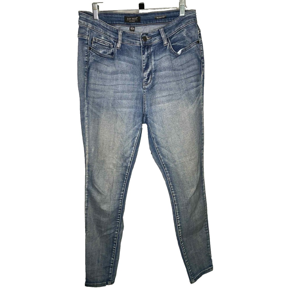 Judy Blue‎ skinny Distressed Jeans Size 13/31 JB High Rise medium Wash stretchy